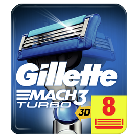 Gillette Mach3 Turbo Запасные лезвия для мужской бритвы, 8 шт.