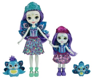 Lelle Mattel Enchantimals Patter & Piera Peacock Sister Dolls HCF83, 15 cm