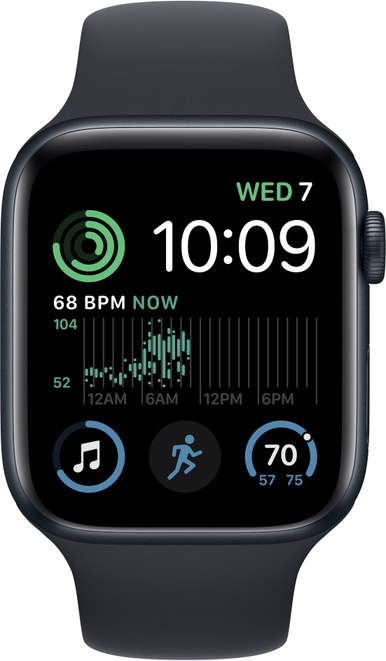 Умные часы Apple Watch SE GPS (2nd Gen) 40mm Midnight Aluminium Case with Midnight Sport Band - Regular, черный