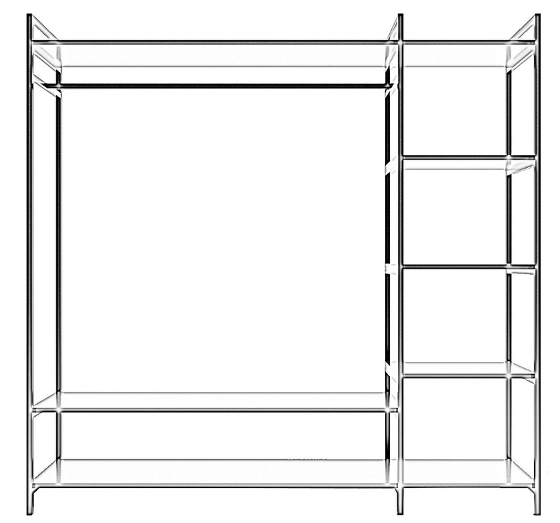 Riidekapp Kalune Design Trend L615, valge/must, 40 cm x 180 cm x 180 cm