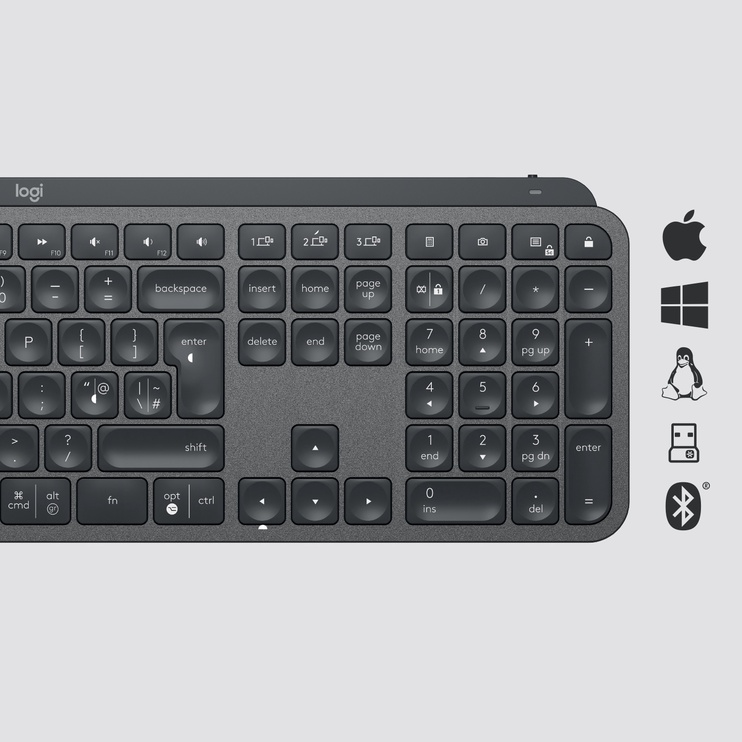 Клавиатура Logitech MX Keys EN, черный, беспроводная