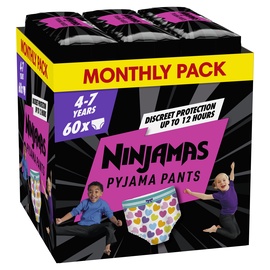 Nakts autiņi Pampers Ninjamas Heart, 7 izmērs, 60 gab.
