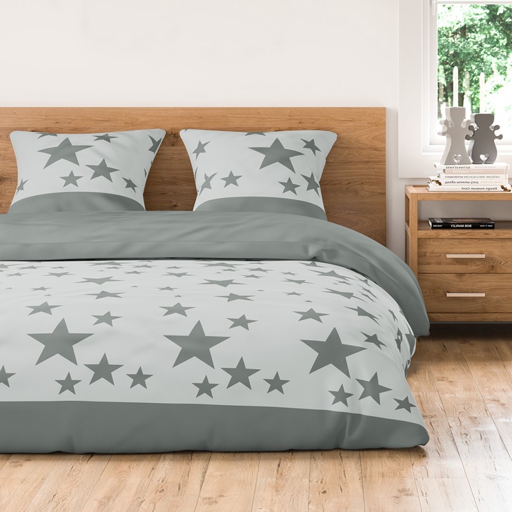 Ziemassvētku gultas veļas komplekts AmeliaHome Stardust, pelēka, 200x220 cm