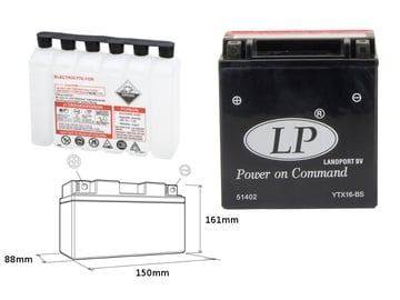 Аккумулятор Landport YTX16-BS, 12 В, 14 Ач, 220 а