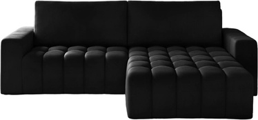 Stūra dīvāns Bonett Mat Velvet 99, melna, labais, 175 x 250 cm x 92 cm
