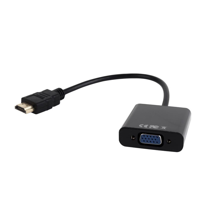 Адаптер Gembird HDMI to VGA HDMI Male, VGA Female, 0.15 м, черный