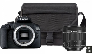 Peegelfotoaparaat Canon EOS 2000D + EF-S 18-55mm IS II + SB130 Bag + 16GB Card