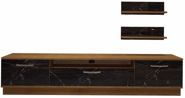 Sekcija Kalune Design Freestyle 180R-PR, juoda/riešuto, 40 cm x 180 cm x 46 cm