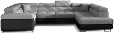 Stūra dīvāns Sawana Soft, melna/pelēka, labais, 340 x 202 cm x 90 cm