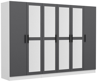 Гардероб Kalune Design Kale 4961, белый/антрацитовый, 52 см x 225 см x 190 см, с зеркалом