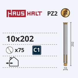 Анкерный болт для рам Haushalt, 10x202 мм, 75 шт.