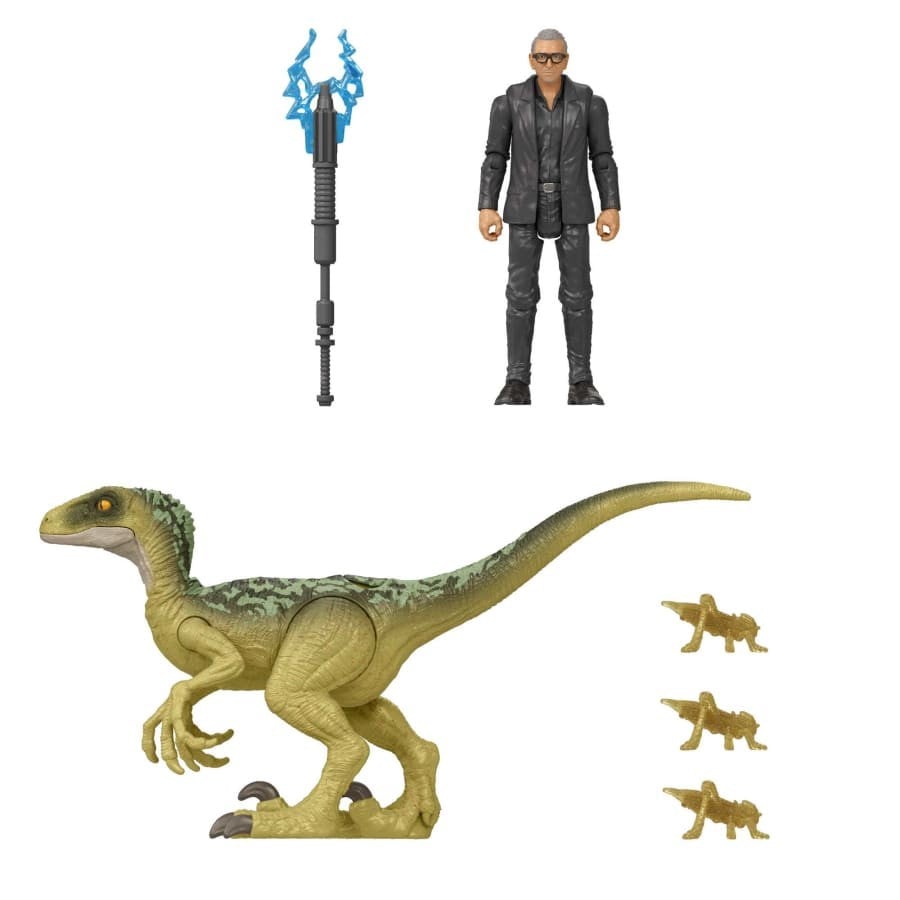 Rinkinys Mattel Jurassic World Dr Ian Malcolm & Velociraptor HGP77 - 1a.lt