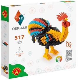 Papīra figūru izgatavošanas komplekts Alexander 3D Origami Rooster 2574, zila/melna/sarkana