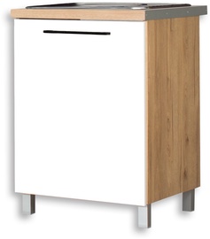 Нижний кухонный шкаф Bodzio Bellona KBE60DLZ-BI/DSC, белый/дубовый, 60 см x 60 см x 86 см