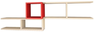 Sienas plaukts Kalune Design Zenon, balta/sarkana, 140 cm x 20 cm x 45 cm