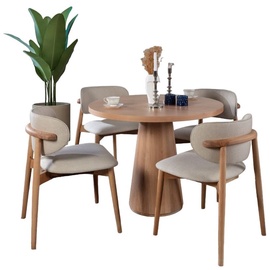 Ēdamistabas komplekts Kalune Design Albert, krēmkrāsas/dižskābardis