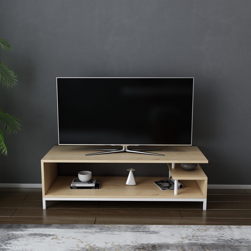 TV-laud Kalune Design Reilly, tamm/valge, 44.6 cm x 120 cm x 37.6 cm