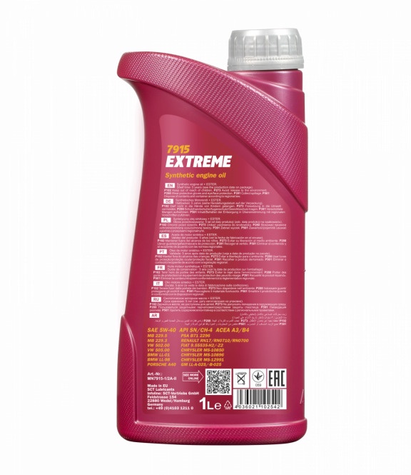 Mootoriõli Mannol Extreme 5W - 40, sünteetiline, sõiduautole, 1 l