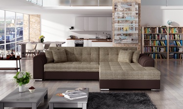 Stūra dīvāns Sorento Berlin 03, Soft 66, bēša/tumši brūna, labais, 195 x 295 cm x 80 cm