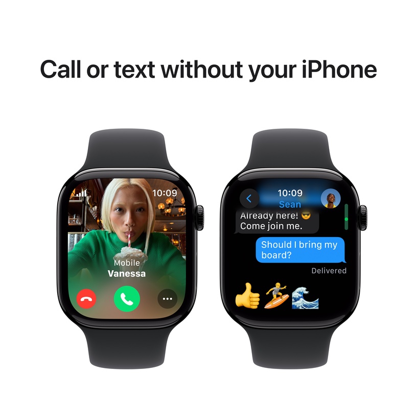 Viedais pulkstenis Apple Watch Series 10 GPS + Cellular Aluminium Case Black Sport Band S/M, jet black