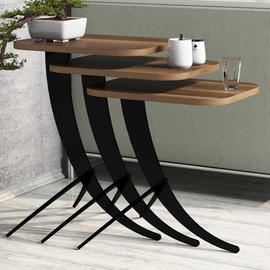 Kafijas galdiņš Kalune Design Pion, melna/valriekstu, 60 cm x 35 cm x 45 cm