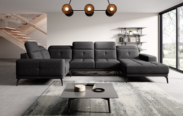 Stūra dīvāns Neviro Marte 10, melna, kreisais, 201 x 350 cm x 77 cm
