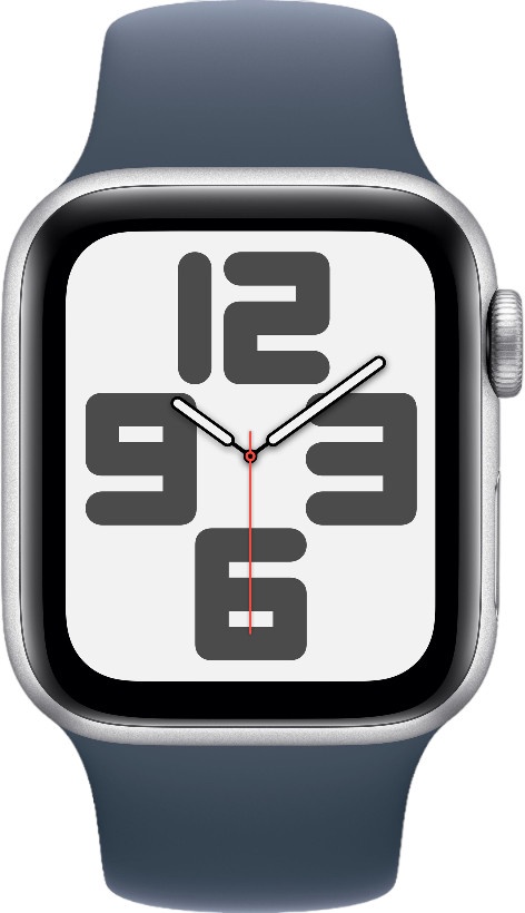 Nutikell Apple Watch SE GPS 40mm Silver Aluminium Case with Storm Blue Sport Band - S/M, hõbe