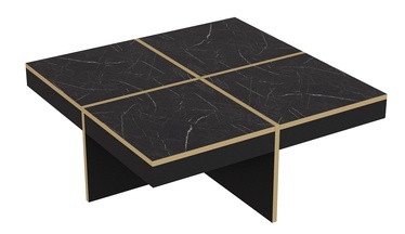 Журнальный столик Kalune Design Diamond, золотой/черный, 90 см x 90 см x 35 см
