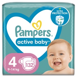 Autiņbiksītes Pampers Active Baby, 4 izmērs, 9 - 14 kg, 132 gab.
