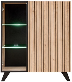 Шкаф-витрина ASM Liam, черный/светло-коричневый, 40 см x 90 см x 102 см