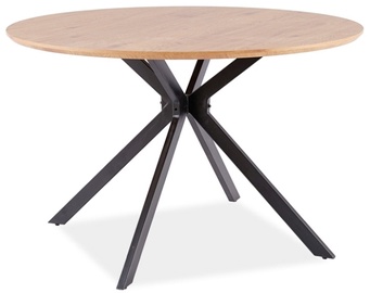 Обеденный стол, черный/дубовый, 120 см x 120 см x 76 см