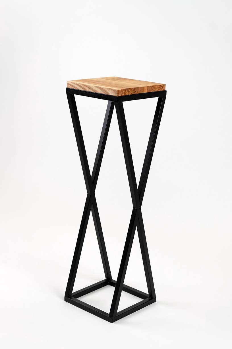Ziedu statīvs Garden Center VICHY, 77 cm x 19 cm, 19 cm, koks/metāls, brūna/melna
