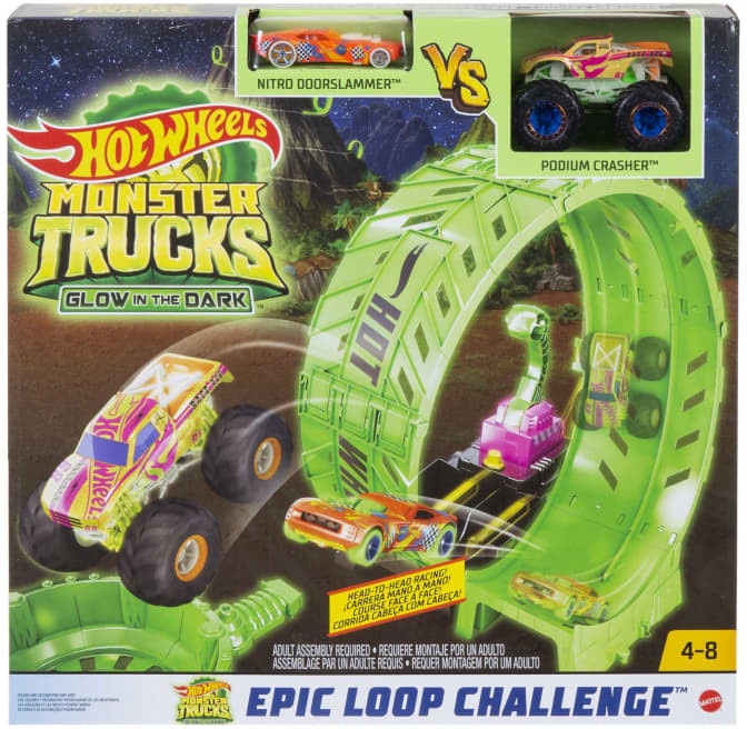 Autotrase Hot Wheels Monster Trucks Glow-In-The Dark Epic Loop Challenge Playset HBN02