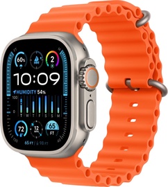 Viedais pulkstenis Apple Watch Ultra 2 GPS + Cellular, 49mm Titanium Orange Ocean Band LT, titāna