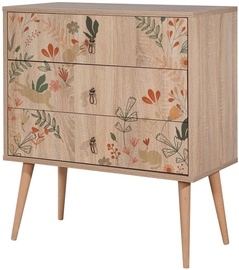 Kummut Kalune Design City Cat 80 x 40 cm x 89 cm, pruun/mitmevärviline (kahjustatud pakend)