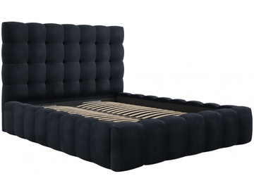 Gulta divvietīga Micadoni Home Mamaia Velvet, 140 x 200 cm, tumši zila, bez matrača, ar režģi