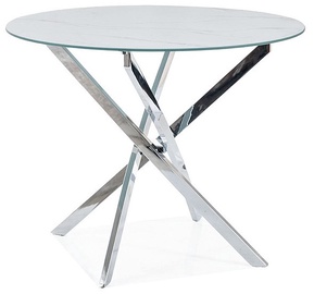 Обеденный стол Agis, белый/хромовый, 90 см x 90 см x 73 см