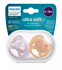 Соска Philips Avent Ultra Soft Deco, от 6 месяцев, oранжевый/розовый