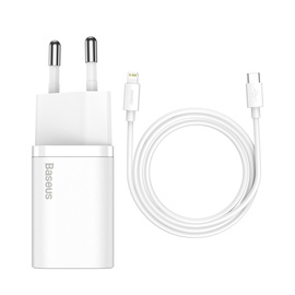 Адаптер Baseus Wall Quick Charger Super Si, Apple Lightning/USB-C, 1 м, белый
