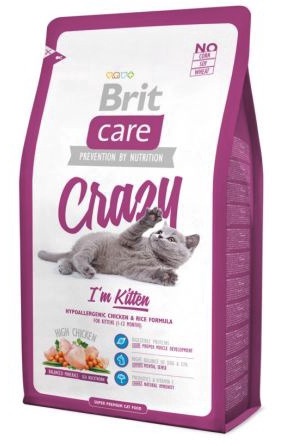 Сухой корм для кошек Brit Care Crazy I'm Kitten, курица/рис, 2 кг