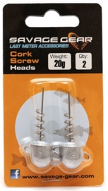 Крючок с грузилом Savage Gear Cork Screw Heads, 20 г, серебристый, 2 шт.