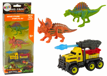 Bērnu rotaļu mašīnīte Lean Toys Dino Park Deluxe Metal playset 15948, dzeltena