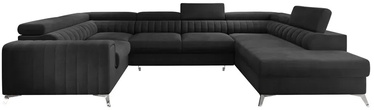 Stūra dīvāns Louis Velvetmat 6, tumši pelēka, labais, 202 x 347 cm x 92 cm
