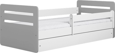 Bērnu gulta vienvietīga Kocot Kids Tomi, balta/pelēka, 144 x 90 cm, ar nodalījumu gultas veļai