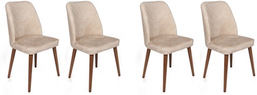 Ēdamistabas krēsls Kalune Design Dallas 550 V4 974NMB1581, matēts, bēša/valriekstu, 49 cm x 50 cm x 90 cm, 4 gab.