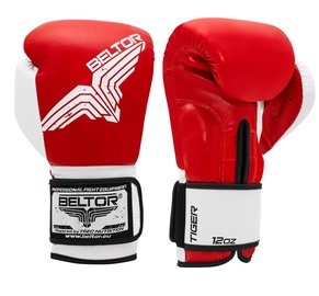 Boksa cimdi Beltor Tiger, balta/sarkana, 8 oz
