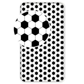 Voodilina Jerry Fabrics Football, valge/must, 90 x 200 x 25 cm, kummiga