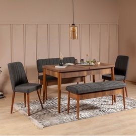 Обеденный комплект Kalune Design Vina 1053, орех/антрацит