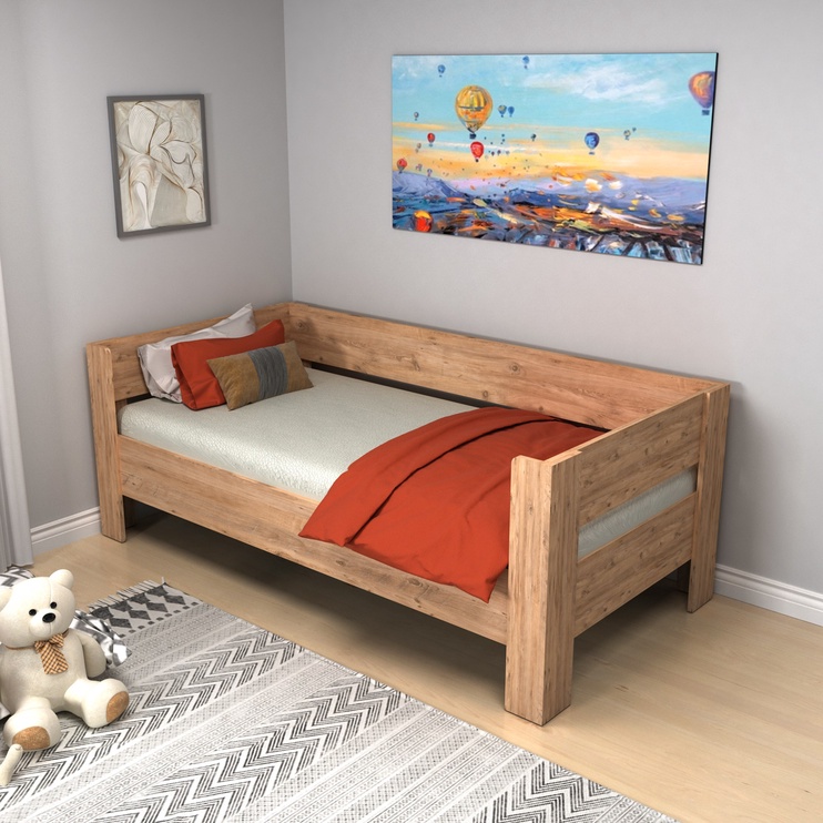 Кровать Kalune Design Malina, 90 x 190 cm, коричневый, с решеткой