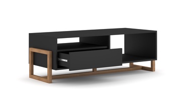 Kafijas galdiņš Vivaldi Meble Oslo, melna/koks, 1192 mm x 500 mm x 413 mm